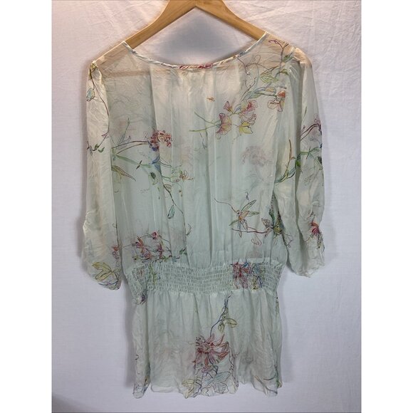 4 Love and Liberty Johnny‎ Was Silk Floral Sheer blouse tunic size S - Picture 2 of 7